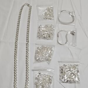 Silver Tone Mixed Lot Chains Bracelets Costume Jewelry 8 pieces